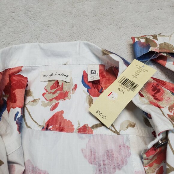NWT Marsh Landing‎ White Red Blue Floral Cottagecore Romantic Top Skirt Set L 10 - Picture 3 of 16